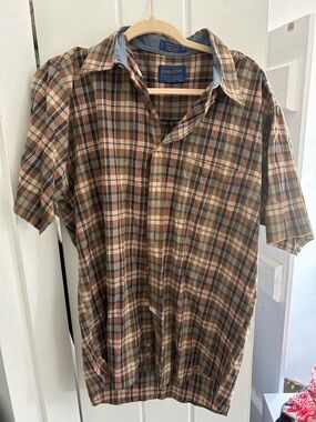 Pendleton plaid seaside short sleeve button down shirt large cotton